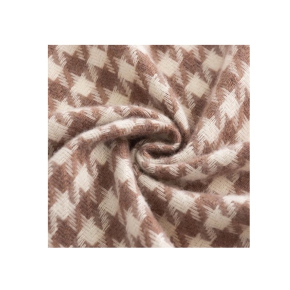 Time And Tru Brown Strip Houndstooth Blanket Wrap - Picture 4 of 10